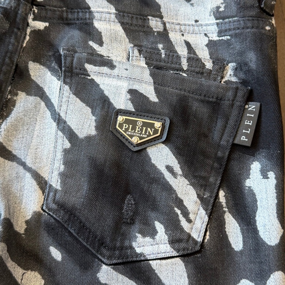 Philipp Plein Super Straight Cut Black White Tie-Dye Jeans Sz 30 | Rare Capsule - Picture 11 of 11